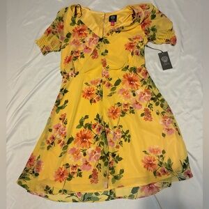 Vince Camuto Yellow Floral Dress (Size 12, NWT, MSRP $138)
